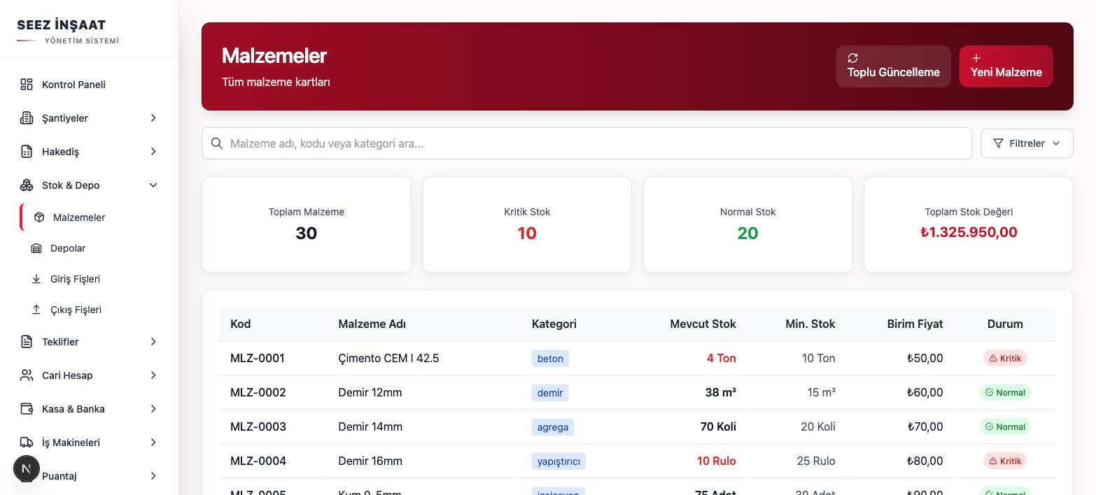 Stok & Depo Yönetimi